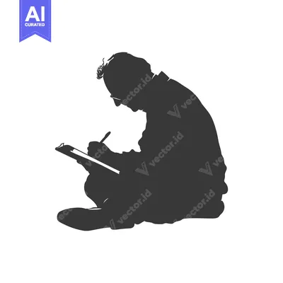 Premium design asset: Silhouette of a Person Writing on a Clipboard