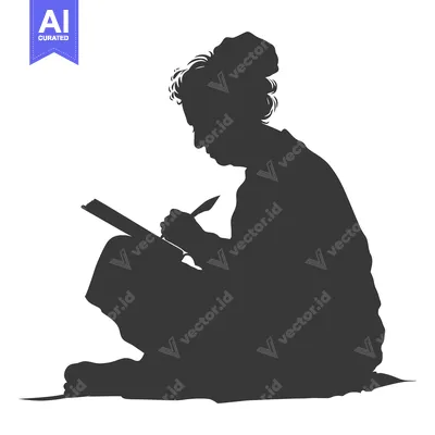 Aset premium populer: Silhouette of a Person Writing on a Surface