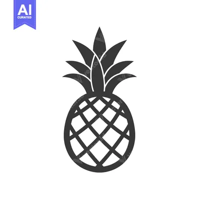 Aset desain premium: Silhouette of a Pineapple with Spiky Leaves