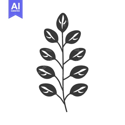 Aset premium populer: Silhouette of a Plant Branch with Seven Leaves
