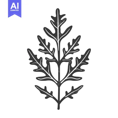 Aset desain premium: Silhouette of a Plant with Five Detailed Leaves