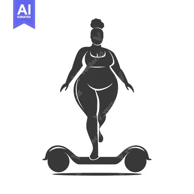 Aset premium populer: Silhouette of a Plus-Sized Woman Riding a Hoverboard