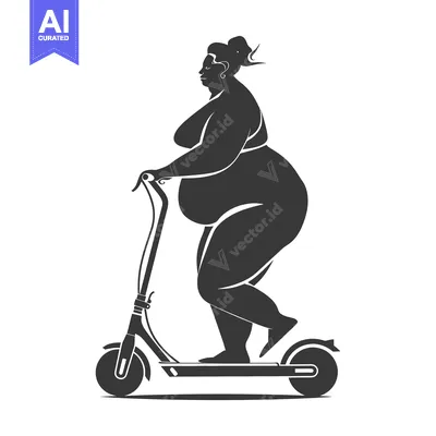 Silhouette of a Plus-Sized Woman Riding an Electric Scooter