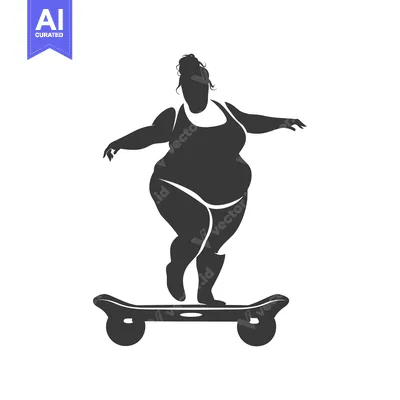 Silhouette of a Plus-Sized Woman Skateboarding