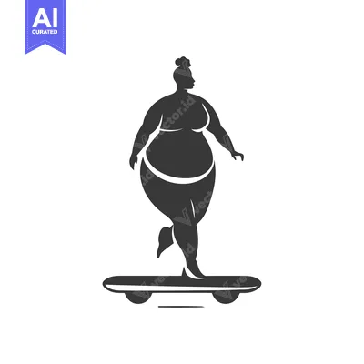 Silhouette of a plus-size woman skateboarding