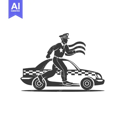 Aset premium populer: Silhouette of a Police Officer Running Next to a Taxi