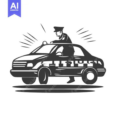 Silhouette of a Police Officer Standing on a Car