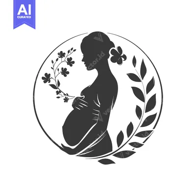 Popular premium asset: Silhouette of a Pregnant Woman Surrounded by Floral Designs