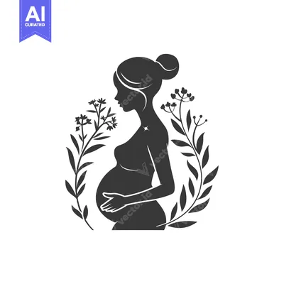 Aset premium populer: Silhouette of a Pregnant Woman Surrounded by Flowers