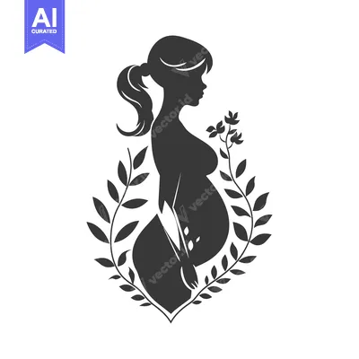 Silhouette of a Pregnant Woman with Floral Accents