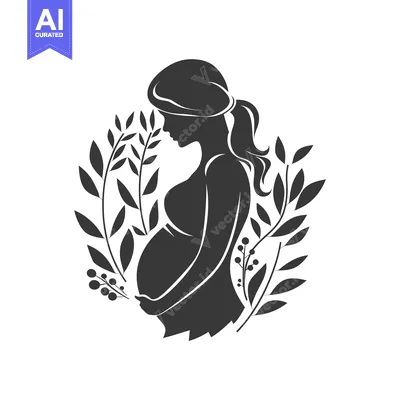 Popular premium asset: Silhouette of a Pregnant Woman with Floral Design