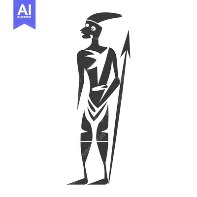 Silhouette of a Primitive Hunter Holding a Spear