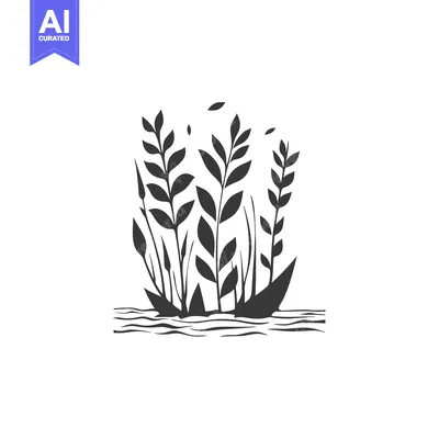 Popular premium asset: Silhouette of Aquatic Plants Emerging from Water