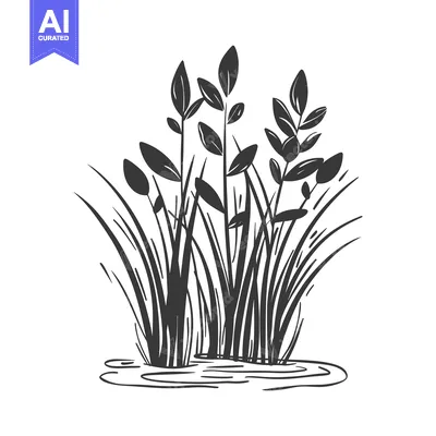 Aset premium populer: Silhouette of Aquatic Plants Growing in a Pond