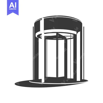 Premium design asset: Silhouette of a Revolving Door Entrance