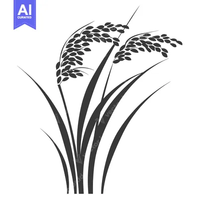 Silhouette of a rice plant with two stalks of grain