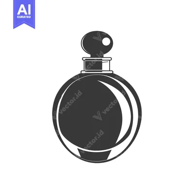 Aset desain premium: Silhouette of a Round Perfume Bottle with a Cap