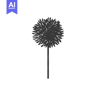 Premium design asset: Silhouette of a Single Dandelion Flower with a Stem