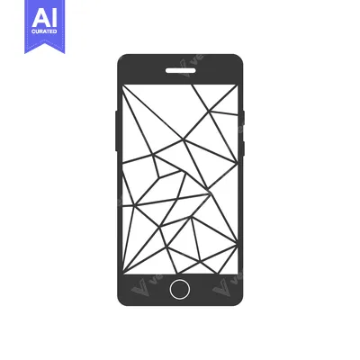 Aset premium populer: Silhouette of a Smartphone with a Cracked Screen