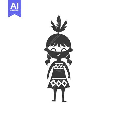 Silhouette of a Smiling Girl in Traditional Native American Attire