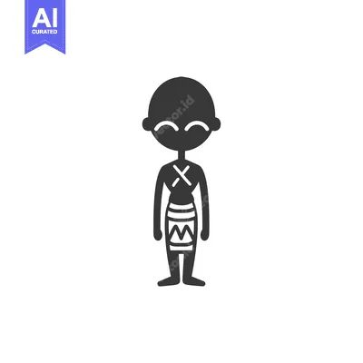 Aset desain premium: Silhouette of a smiling person in traditional clothing