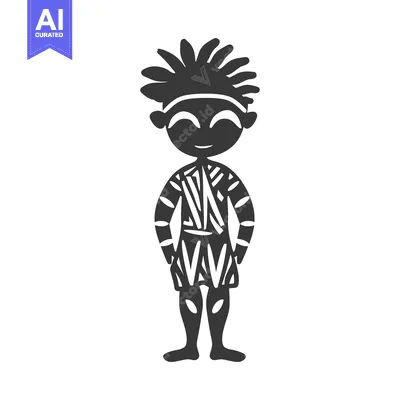 Aset desain premium: Silhouette of a Smiling Person Wearing Traditional Clothing