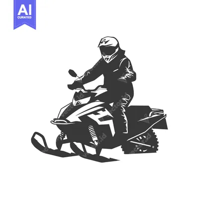 Silhouette of a Snowmobile Rider in a Helmet