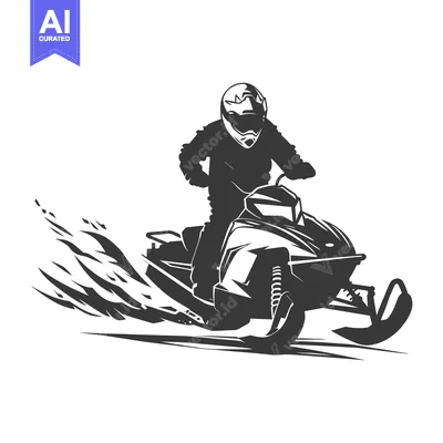 Premium design asset: Silhouette of a Snowmobiler in Action
