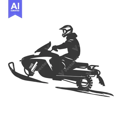 Silhouette of a Snowmobiler Riding on Snow