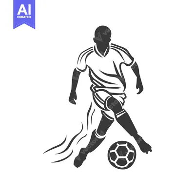 Silhouette of a Soccer Player Dribbling a Ball