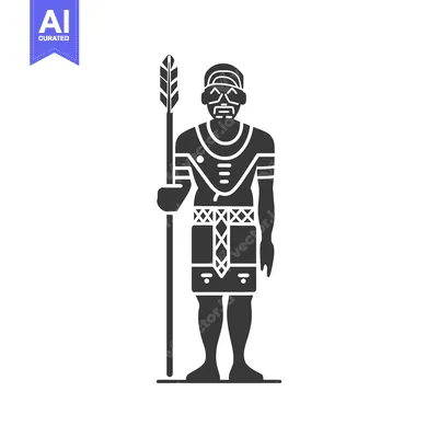Aset desain premium: Silhouette of a Standing Figure with a Spear