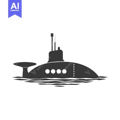 Silhouette of a Submarine Submerged in Water