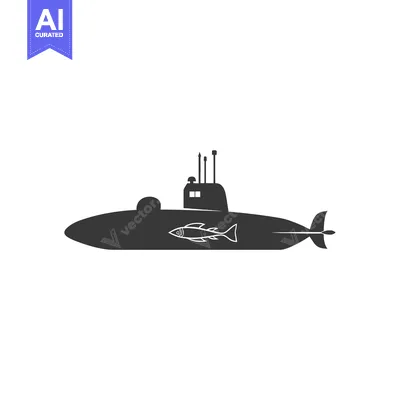 Aset premium populer: Silhouette of a Submarine with a Fish on the Side