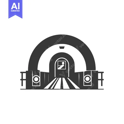 Aset desain premium: Silhouette of a subway station entrance