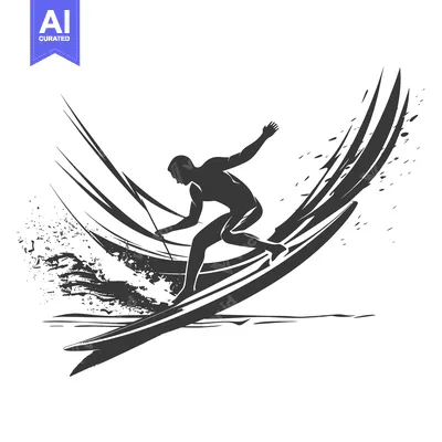 Popular premium asset: Silhouette of a surfer riding a wave