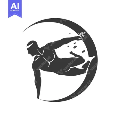 Silhouette of a Swimmer Diving into Water with a Crescent Moon Behind