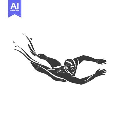 Aset desain premium: Silhouette of a swimmer in a freestyle stroke
