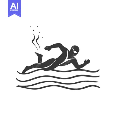 Aset desain premium: Silhouette of a swimmer in freestyle stroke