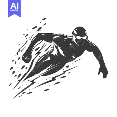 Aset premium populer: Silhouette of a Swimmer in Motion with Water Splashes