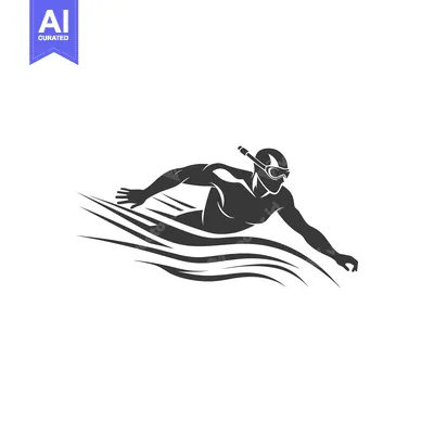 Silhouette of a Swimmer with Snorkel and Goggles Diving Underwater