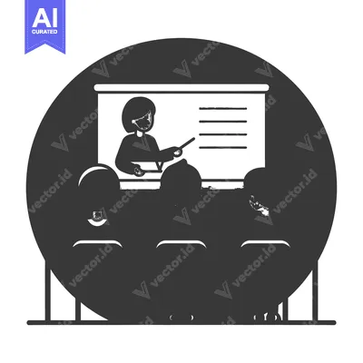Silhouette of a teacher giving a presentation to a class