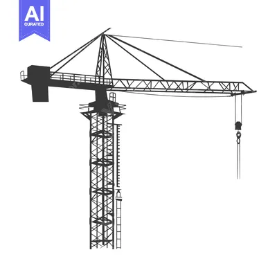 Silhouette of a Tower Crane with a Hook and Cables