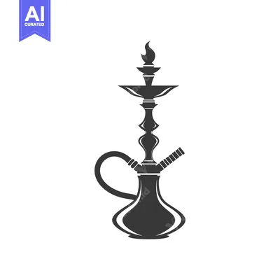 Silhouette of a traditional hookah with a flame
