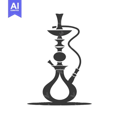 Aset desain premium: Silhouette of a Traditional Hookah with a Hose