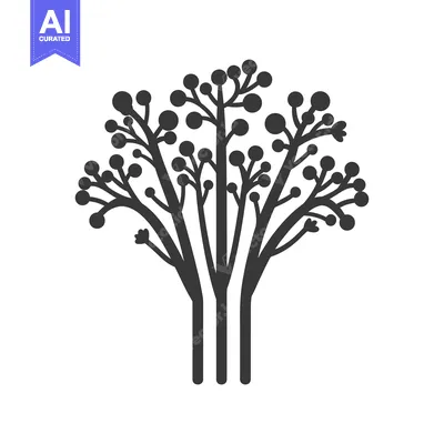 Aset desain premium: Silhouette of a tree with rounded leaves