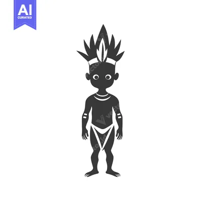 Premium design asset: Silhouette of a Tribal Man Wearing a Feather Headband