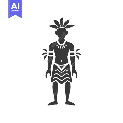 Silhouette of a Tribal Man with Headdress and Traditional Clothing