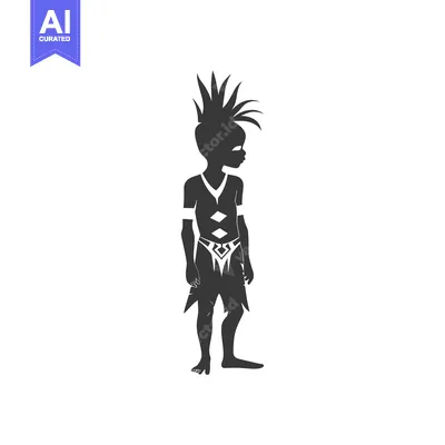 Aset desain premium: Silhouette of a tribal person with a unique hairstyle