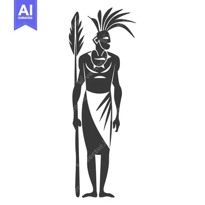 Aset premium populer: Silhouette of a tribal warrior holding a spear