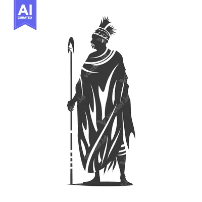 Silhouette of a tribal warrior with a spear